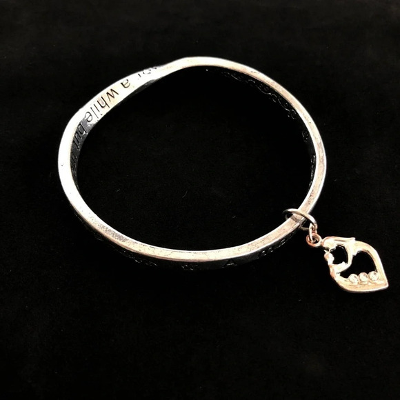 Mothers Prayer Silver Tone Twisted Bangle Bracelet - Picture 2 of 5